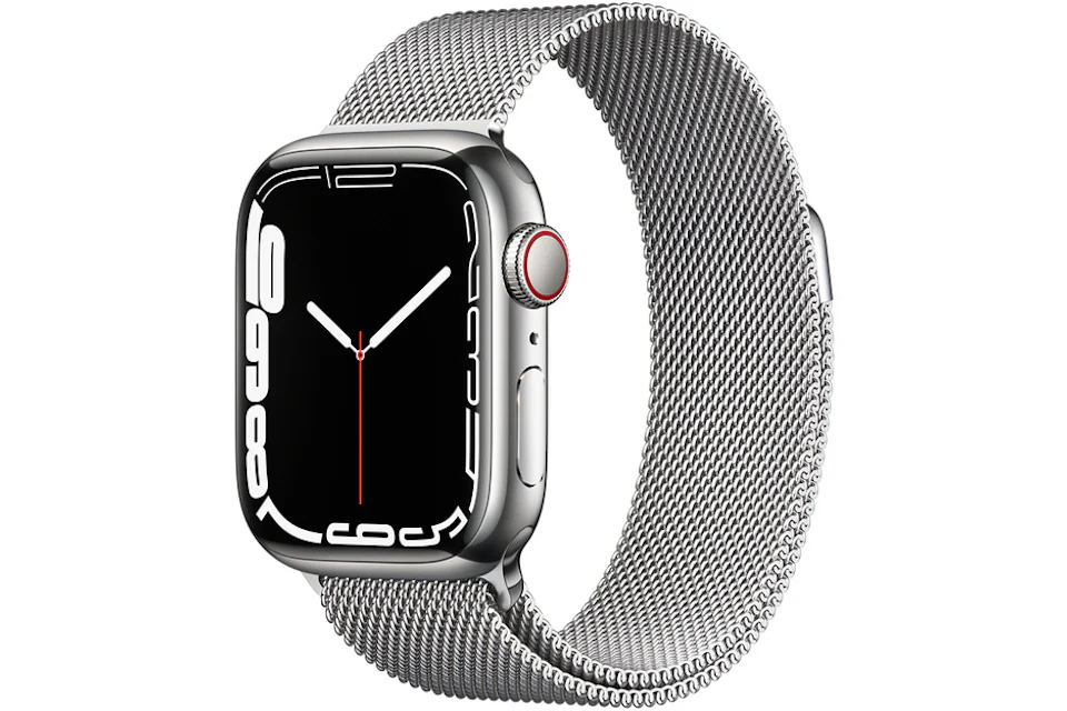 Apple Watch Series 7 GPS + Cellular 41mm Silver Stainless Steel with Silver Milanese Loop A2475