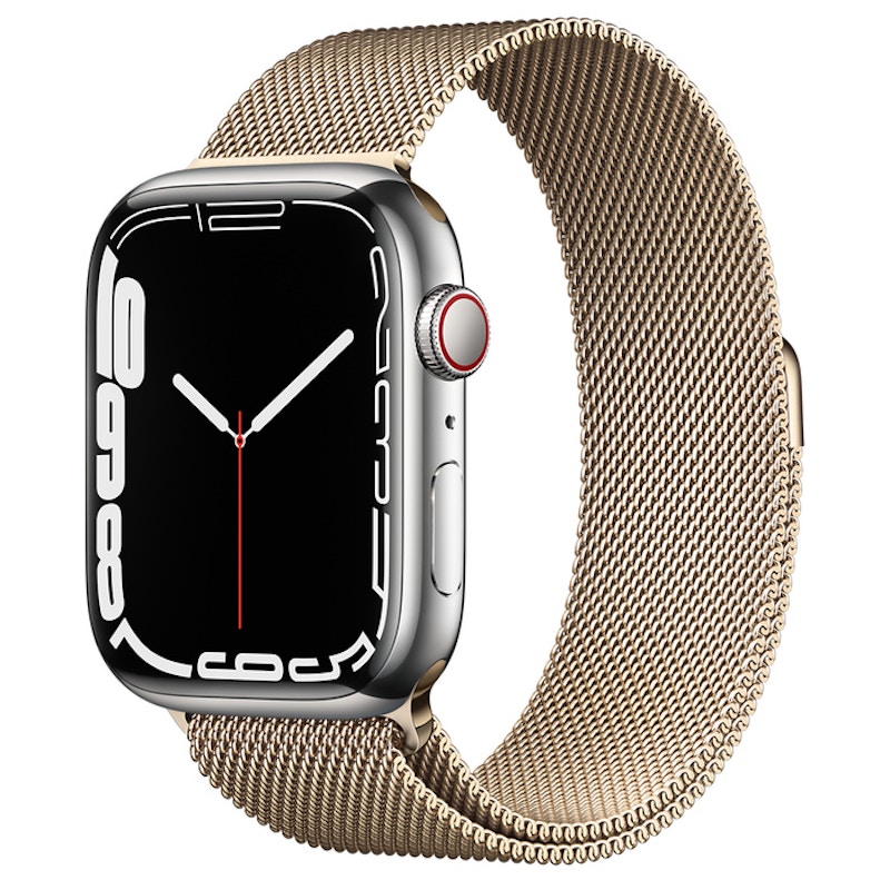 Apple Watch Series 7 GPS + Cellular 45mm Silver Stainless Steel with Gold  Milanese Loop A2477 45mm in Aluminum - US