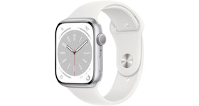 Apple Watch Series 8 GPS 41mm Silver Aluminum with White Sport Band A2770