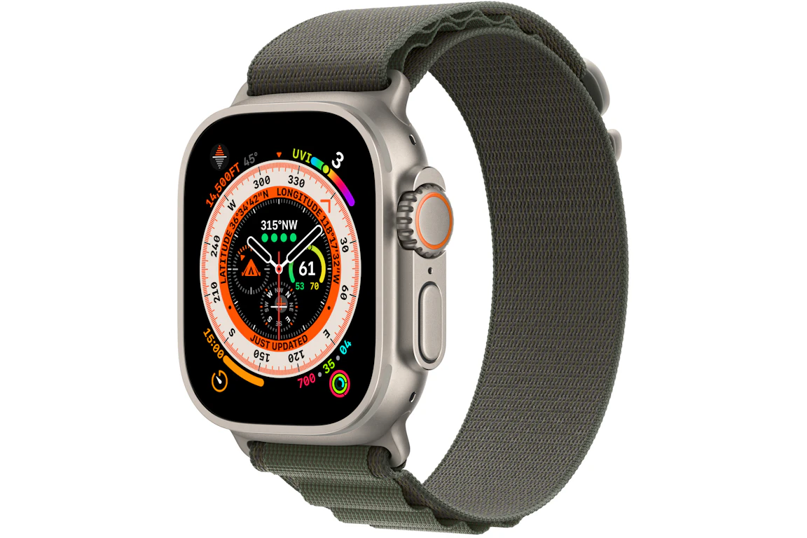 Apple Watch Ultra GPS + Cellular 49mm Titanium with Green Alpine Loop A2622