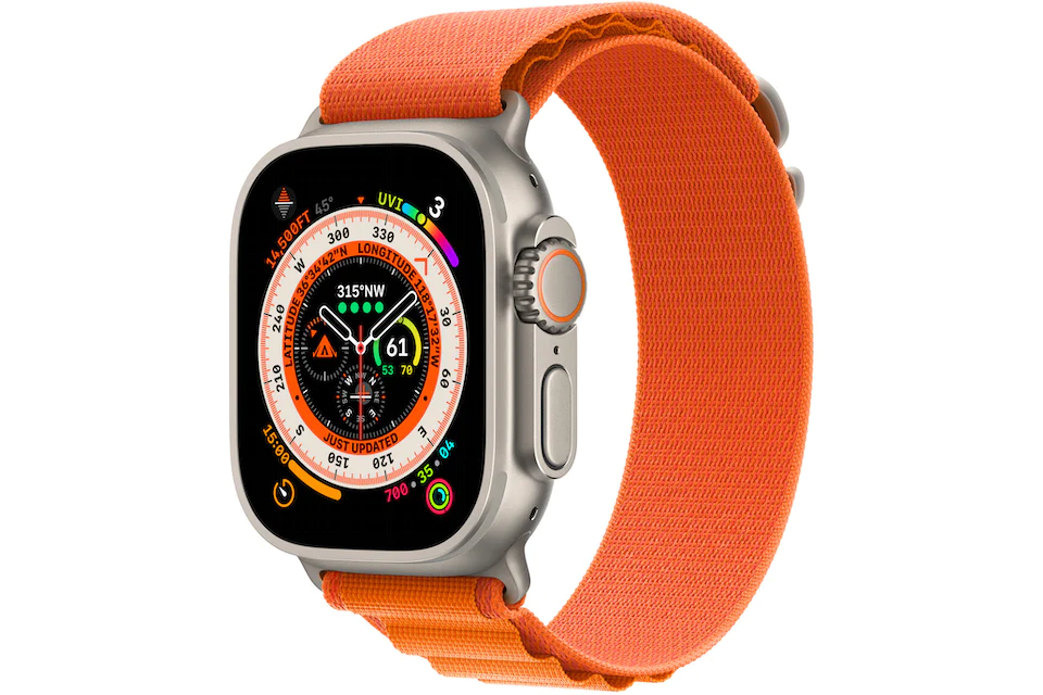 Apple Watch Ultra GPS + Cellular 49mm Titanium with Orange Alpine Loop A2622