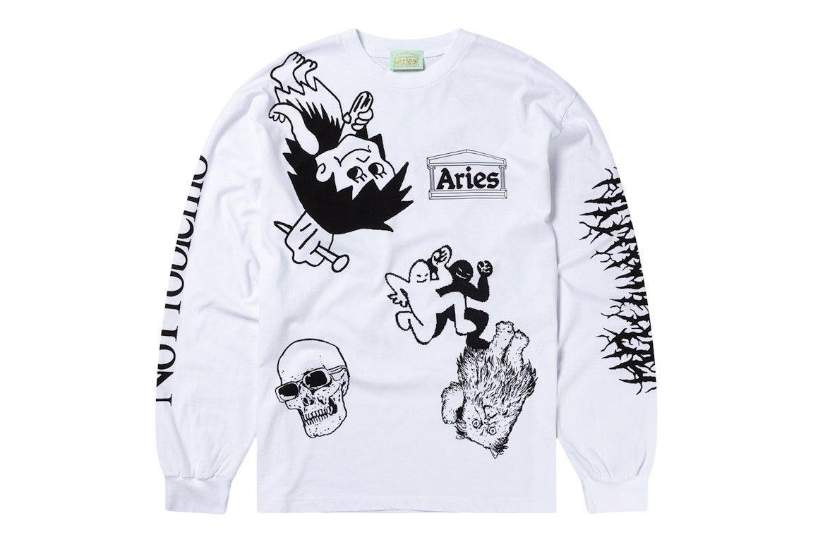Pre-owned Aries Graphic Mashup Ls Tee White/black