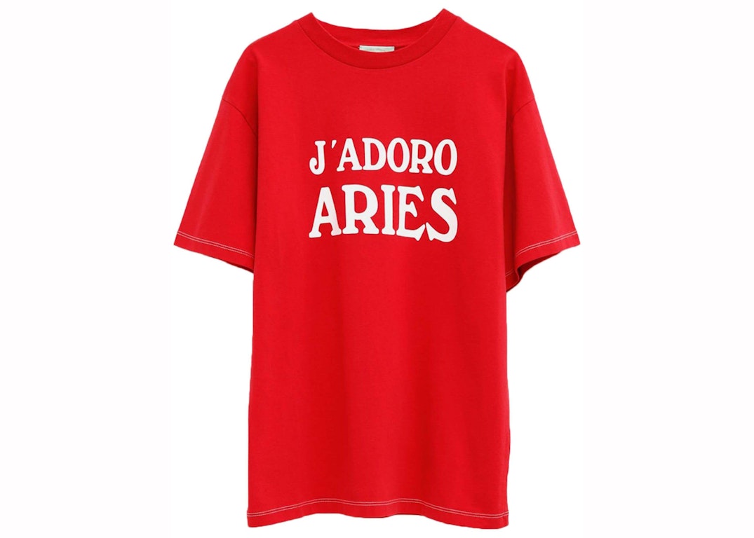 Pre-owned Aries Slogan-print Cotton T-shirt Red/white