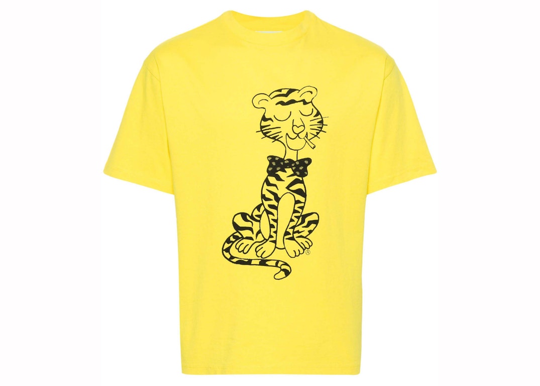 Pre-owned Aries Smoking Tiger Cotton T-shirt Yellow