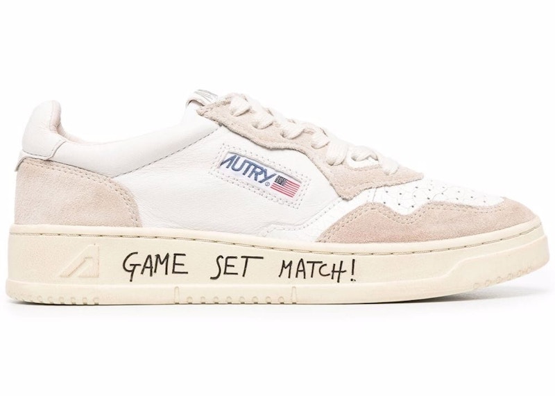 Pre-owned Autry Medalist Leather Low Game Set Match (women's) Sneakers In White/beige/black