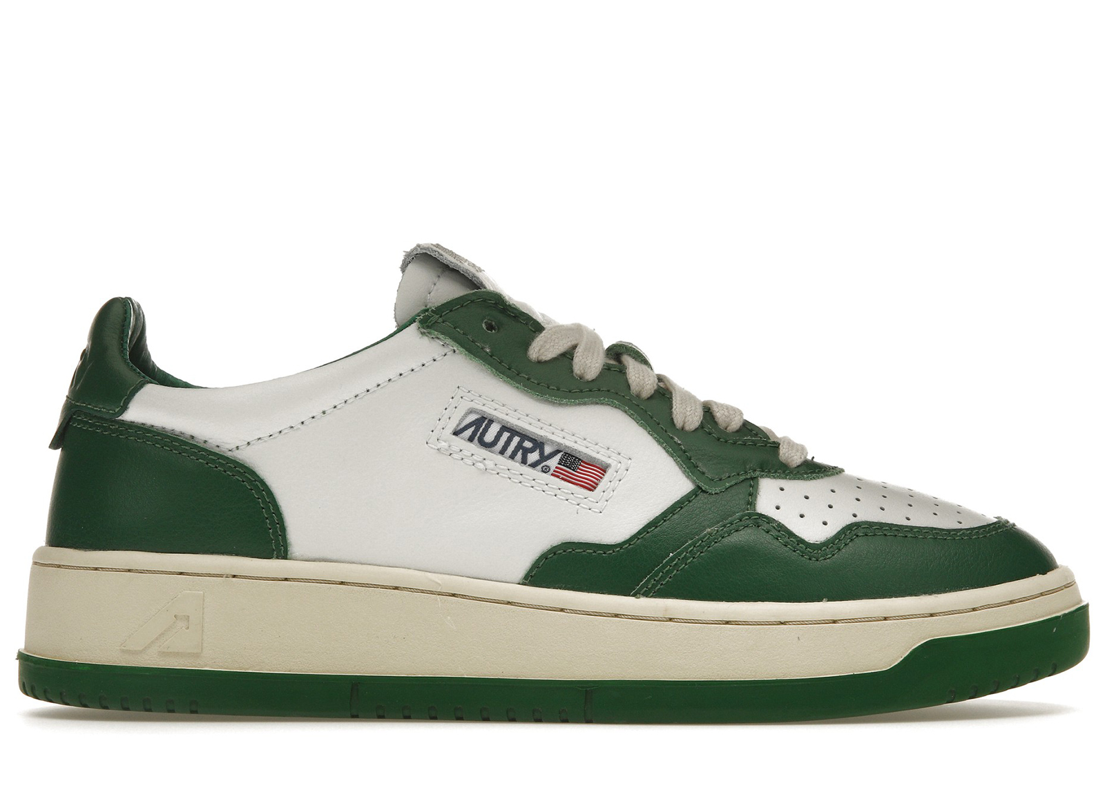 Autry Medalist Leather Low Green White Men's - AULM-WB03 / AULM