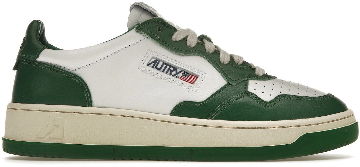 Autry Medalist Leather Low Green White Men's - AULM-WB03 / AULM-WB11 - US