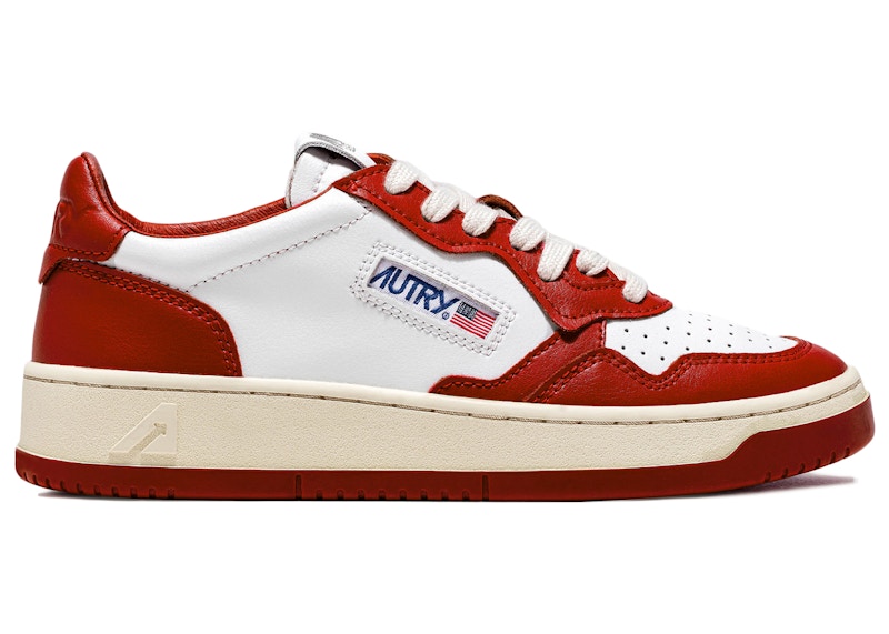 Autry Medalist Leather Low Red White Men's - AULM-WB02 - US