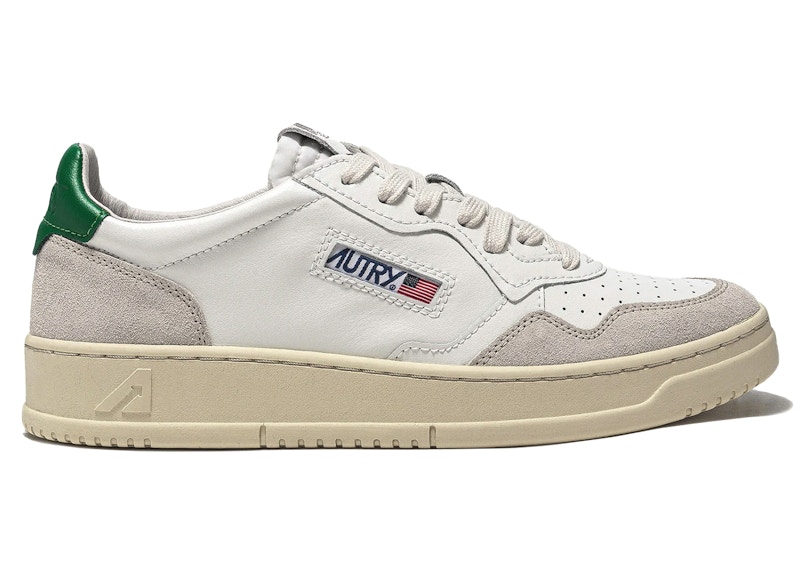Pre-owned Autry Men's Medalist Leather Low Sneakers In White/amazon/beige