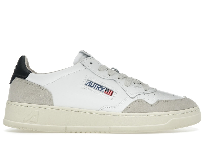 Pre-owned Autry Men's  Medalist Leather Low Sneakers In White/black/beige In Multi