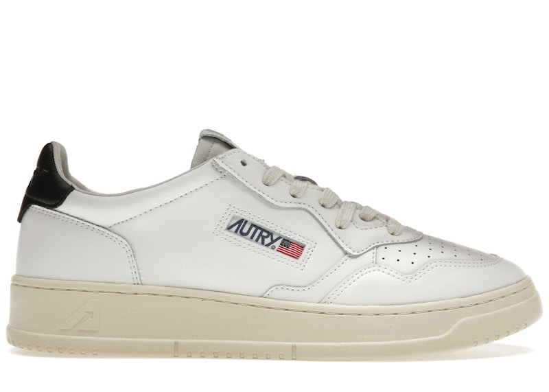 Pre-owned Autry Men's  Medalist Leather Low Sneakers In White/black In Multi