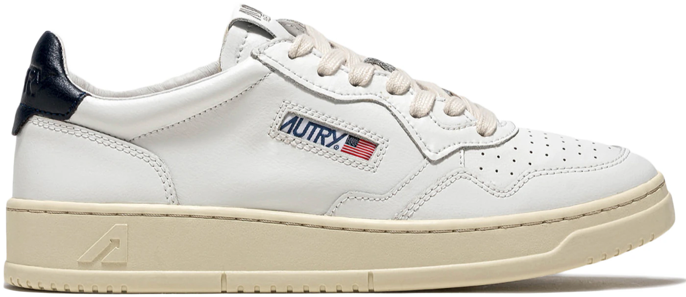 Autry Medalist Leather Low White Dark Blue (Women's) - AULW-LL12 - US