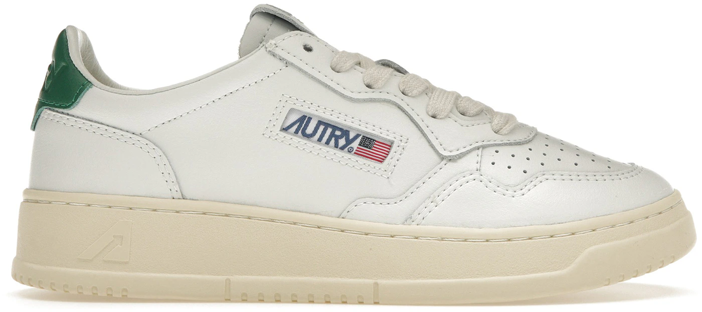 Autry Medalist Leather Low White Green (Women's) - AULW-LL20 - US
