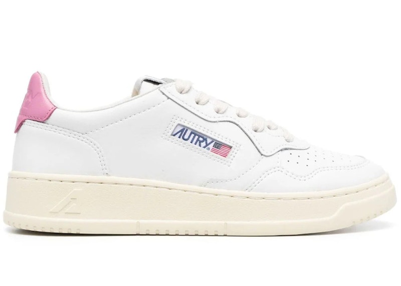 Pre-owned Autry Medalist Leather Low Tab (women's) Sneakers In White/mauve