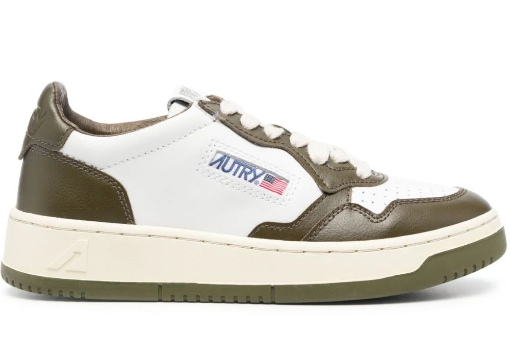 Autry Medalist Leather Low White Olive (Women's) - AULW-WB33 - JP
