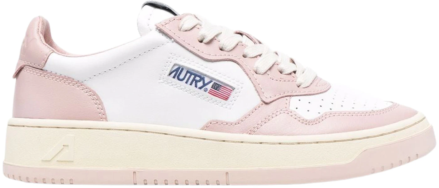 Autry Medalist Leather Low White Pink Cream (Women's) - AULW-WB09 - US