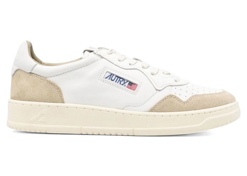 Pre-owned Autry Men's Medalist Leather Low Sneakers In White/sponge