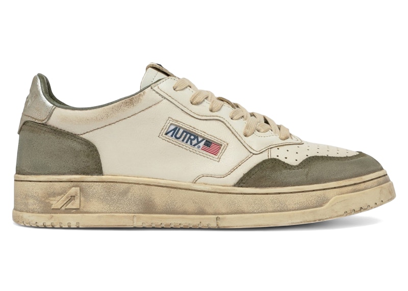 Autry Medalist Low Super Vintage White Silver Lizard Men's