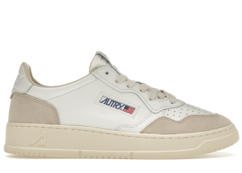 Pre-owned Autry Men's Medalist Beige Sneakers In White/suede