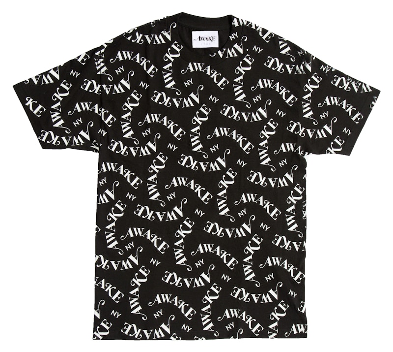 Awake All Over Logo Print Tee Black