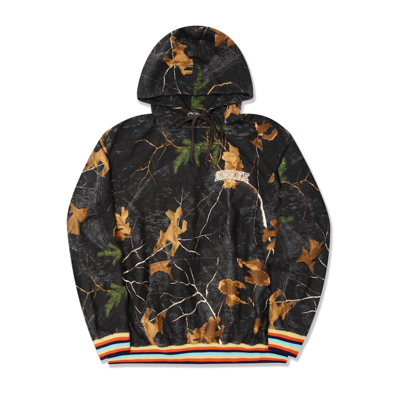 Awake Blocked Logo with Stripe Rib Hoodie Real Tree