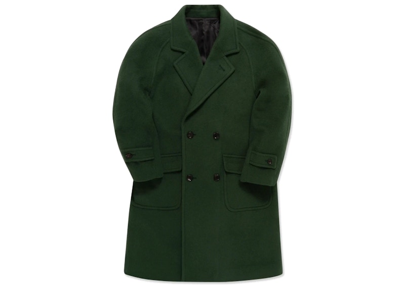 Awake Double Breasted Wool Overcoat Green Men's - FW21 - US