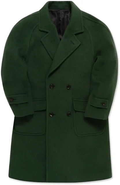 Awake Double Breasted Wool Overcoat Green Men's - FW21 - US