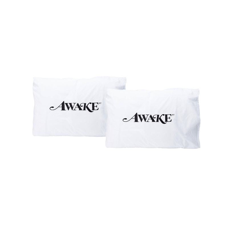 Awake Embroidered Classic Logo Pillowcase Set White
