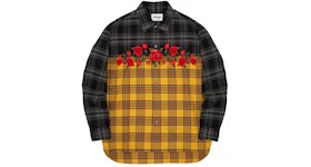 Awake Embroidered Rose Flannel Shirt Yellow