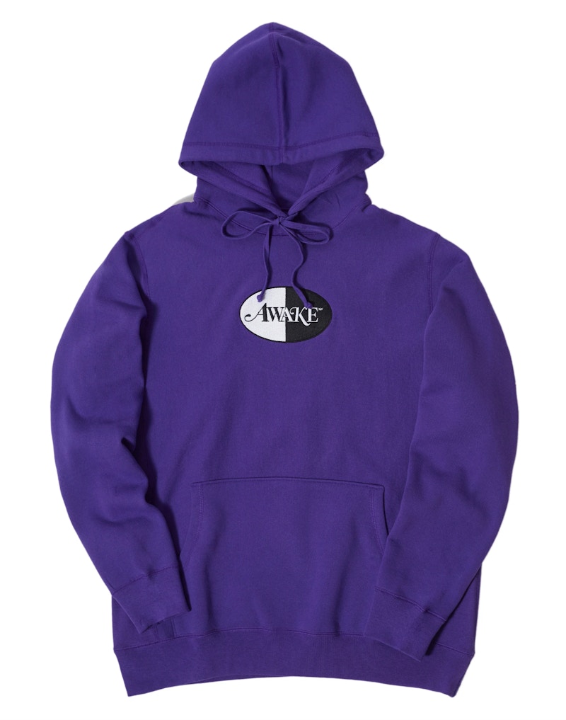 Awake Embroidered Split Logo Patch Hoodie Purple