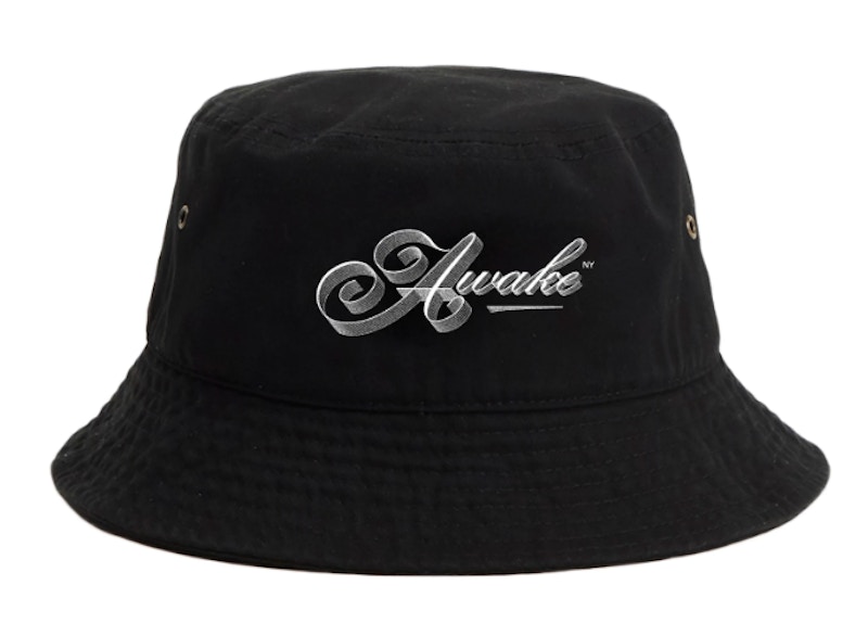 Awake Ribbon Script Logo Bucket Hat Black