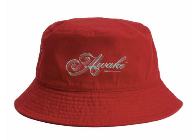 Awake Ribbon Script Logo Bucket Hat Cardinal
