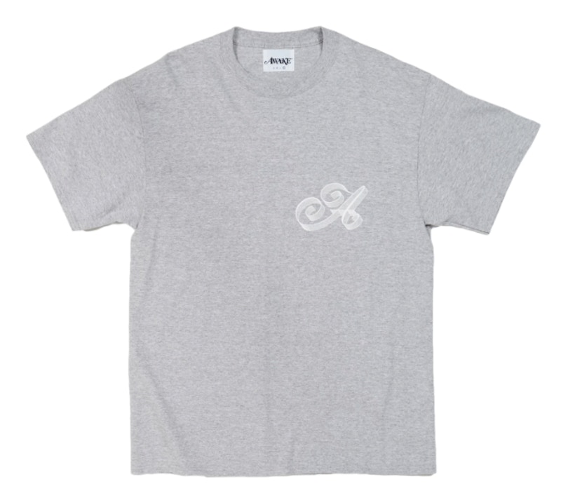 Awake Ribbon Script Logo Tee Heather Grey