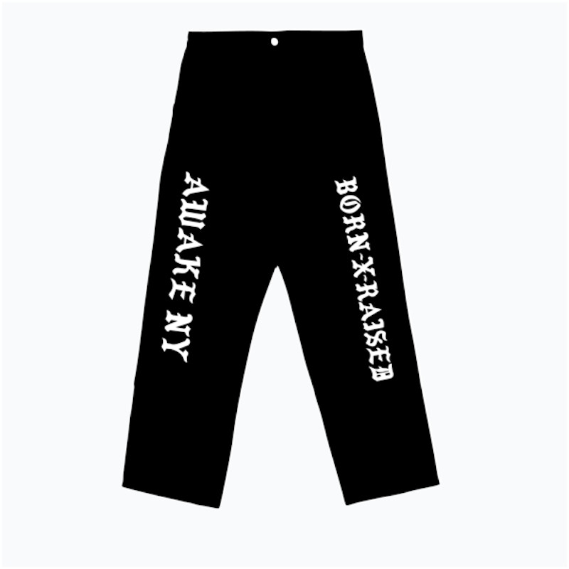 Pre-owned Awake Men's X Born X Raised Carhartt Wip Double Knee Pant In Black