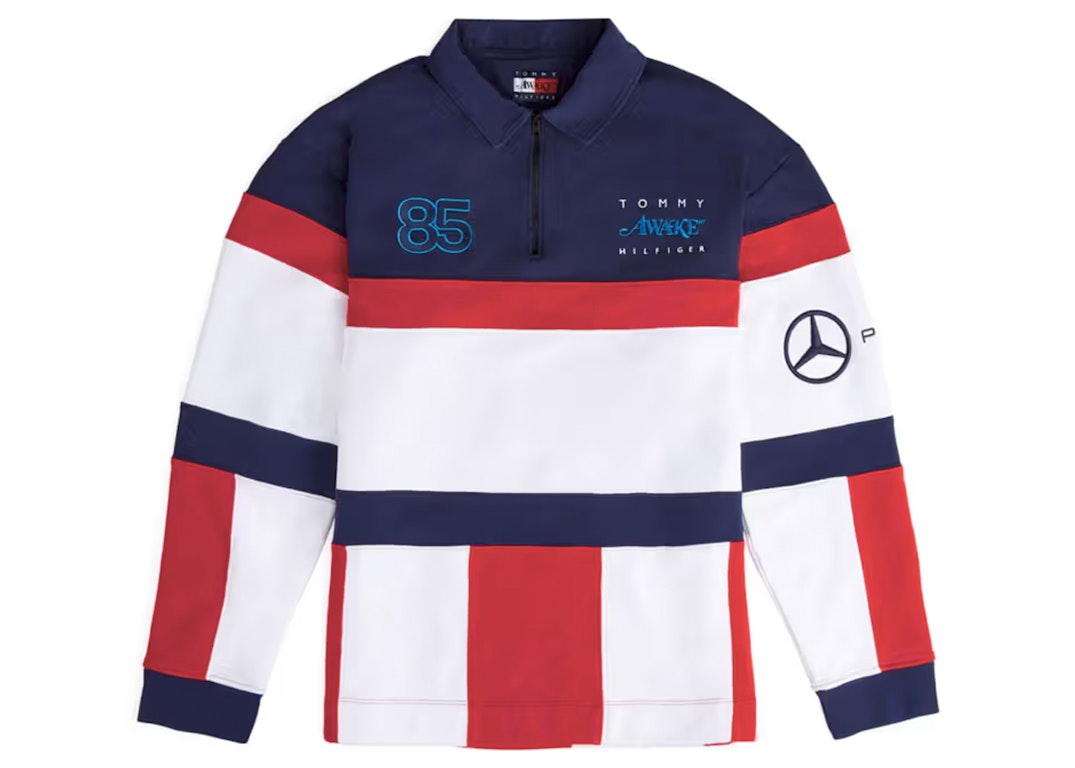 Pre-owned Awake X Tommy X Mercedes-amg F1 Rugby Shirt Navy/red