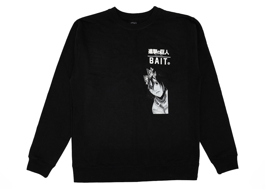 Pre-owned Bait X Attack On Titan Mikasa Crewneck Sweater Black