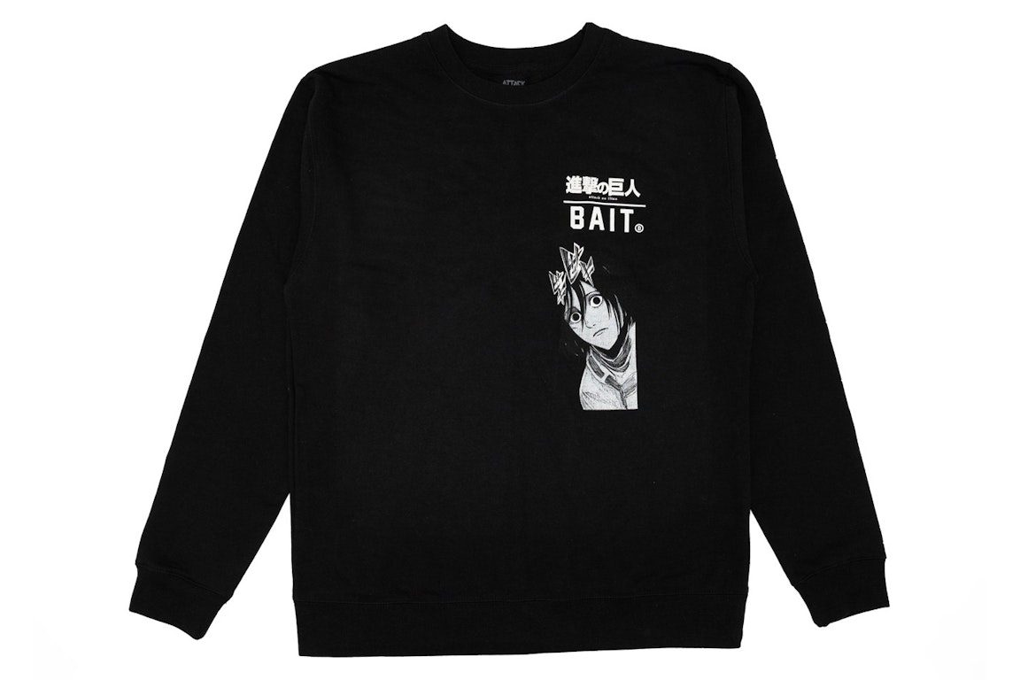 Pre-owned Bait X Attack On Titan Mikasa Crewneck Sweater Black