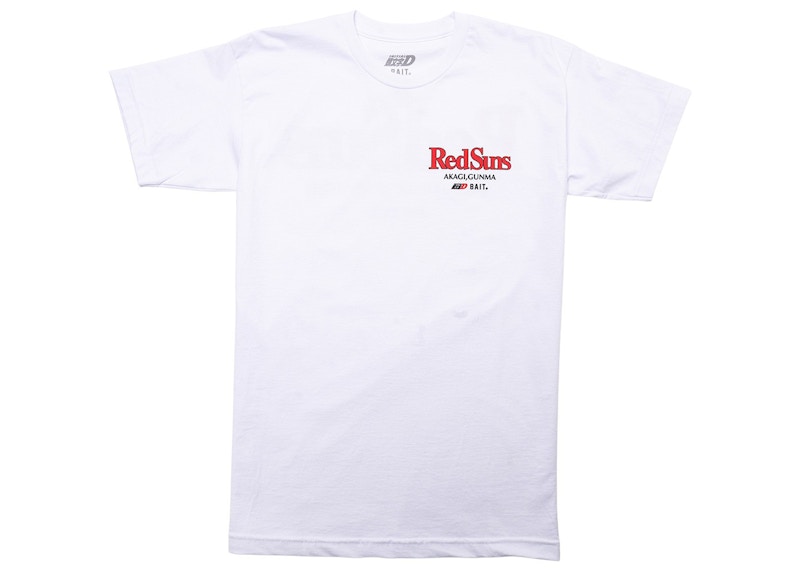 Pre-owned Bait Men's X Initial D Red Suns Tee Shirt In White