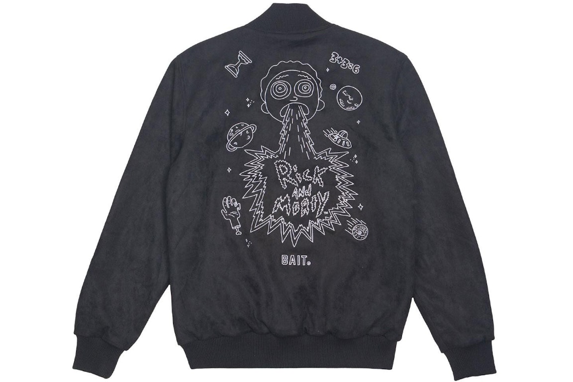 Pre-owned Bait X Rick And Morty Reversible Varsity Jacket Black