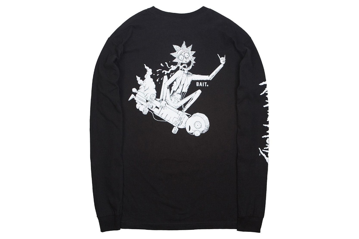 Pre-owned Bait X Rick And Morty Skateboard Long Sleeve Tee Black