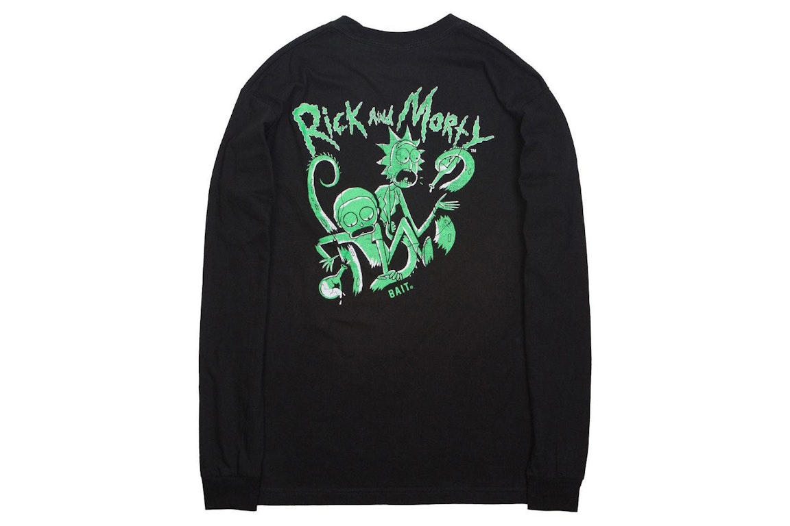 Pre-owned Bait X Rick And Morty Tentacles Glow In The Dark Long Sleeve Tee Black