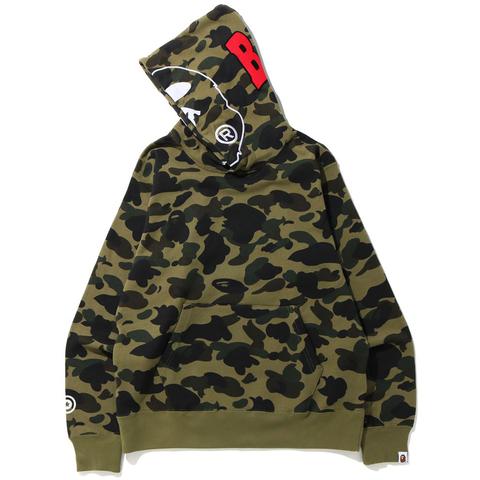 BAPE 1st Camo College Wide Pullover Hoodie Green