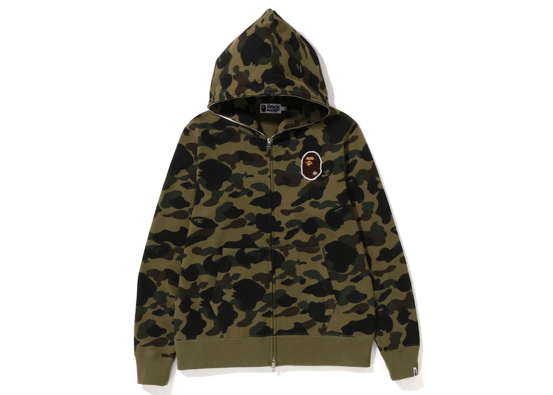 Pre-owned Bape 1st Camo Ape Head Patched Full Zip Hoodie (fw22) Green