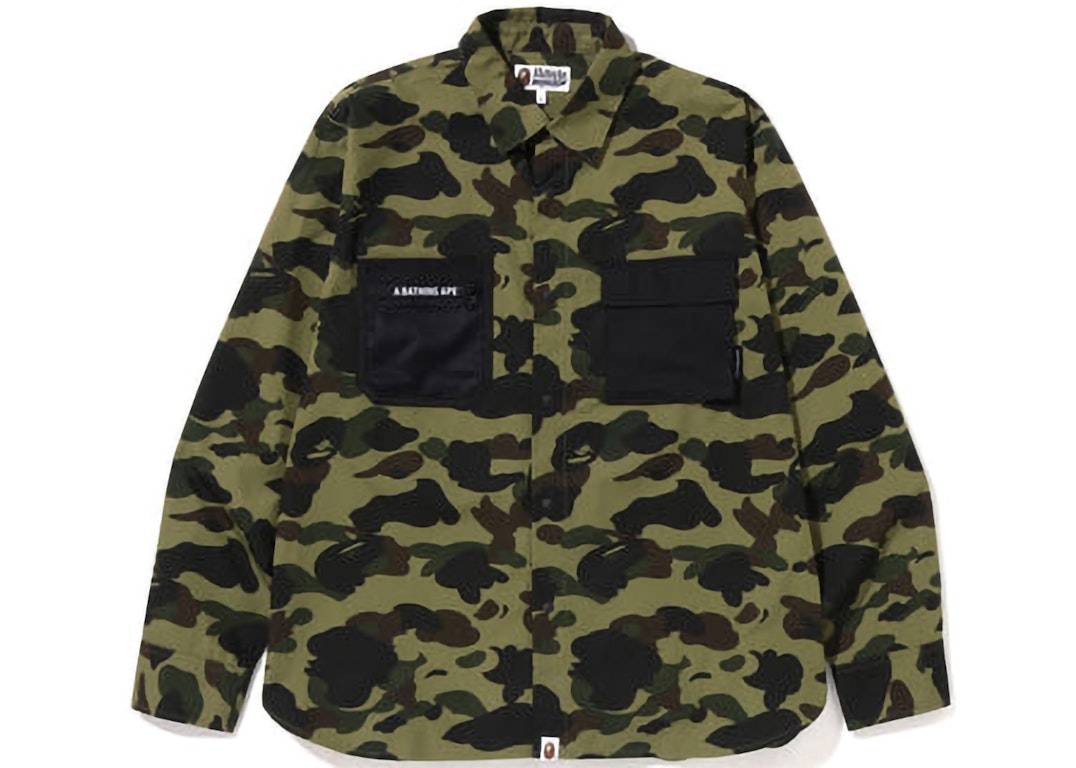 Pre-owned Bape 1st Camo Outdoor Detail Pocket Relaxed Fit Shirt Green