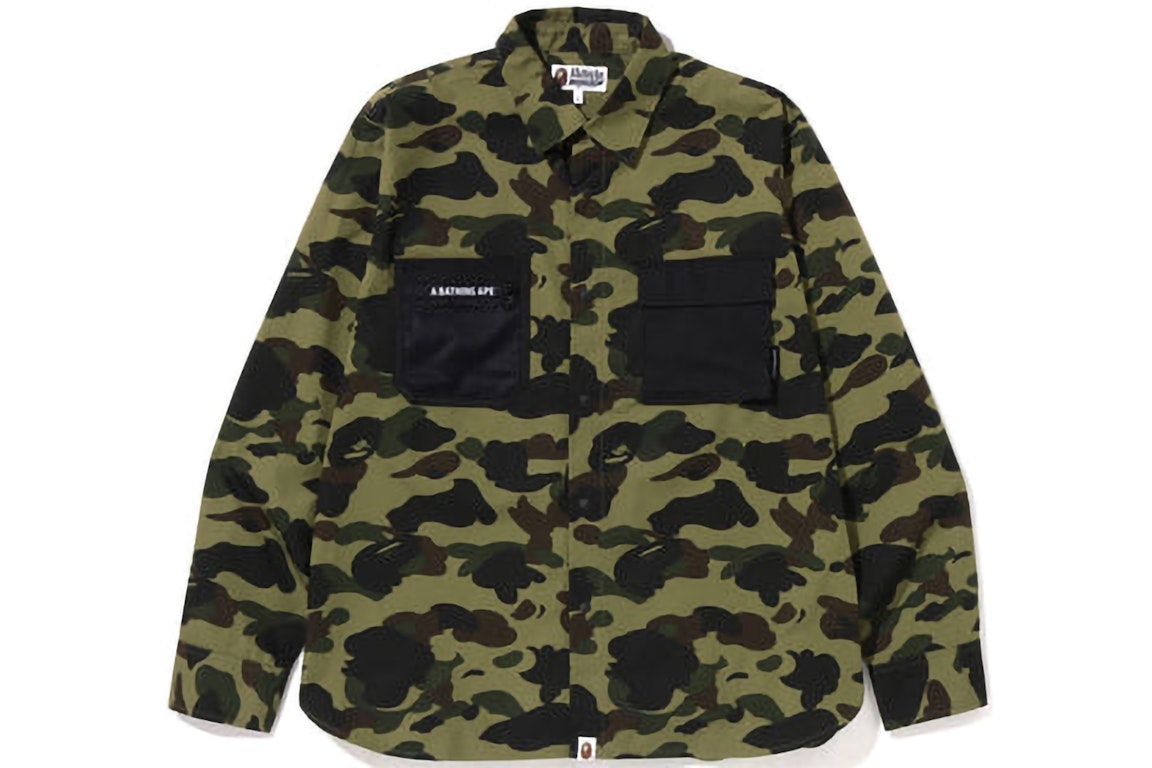 Pre-owned Bape 1st Camo Outdoor Detail Pocket Relaxed Fit Shirt Green