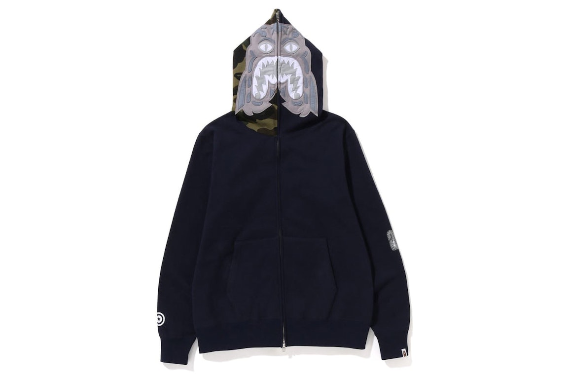 Pre-owned Bape 1st Camo Tiger Full Zip Hoodie (ss23) Navy