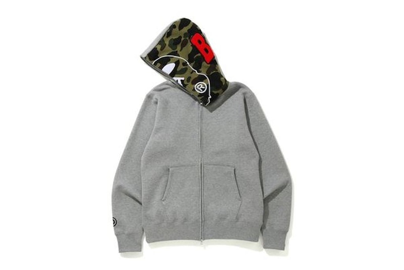grey bape zip up