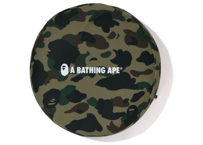 Pre-owned Bape 1st Camo A Bathing Ape Circle Fluffy Beads Cushion In Green