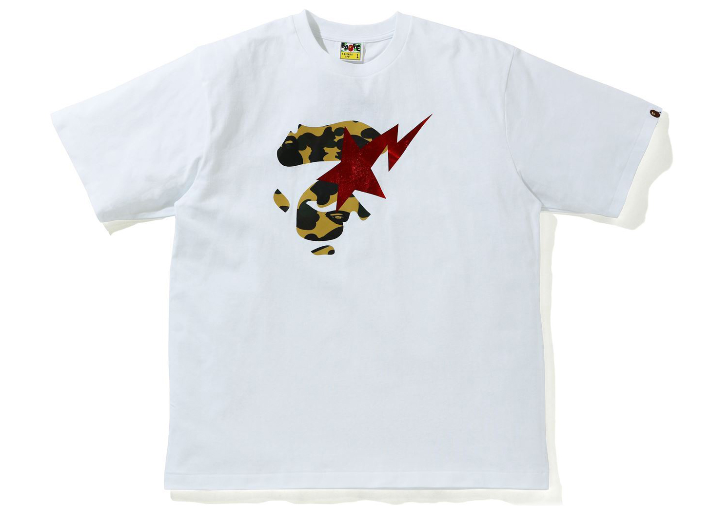 BAPE 1st Camo Ape Face Sta Relaxed Fit Tee White/Yellow Men's