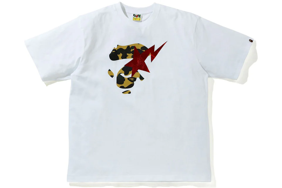 BAPE 1st Camo Ape Face Sta Relaxed Fit Tee White/Yellow